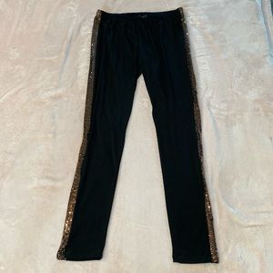NEW Lbisse large black‎ leggings with rose gold bling stripes
